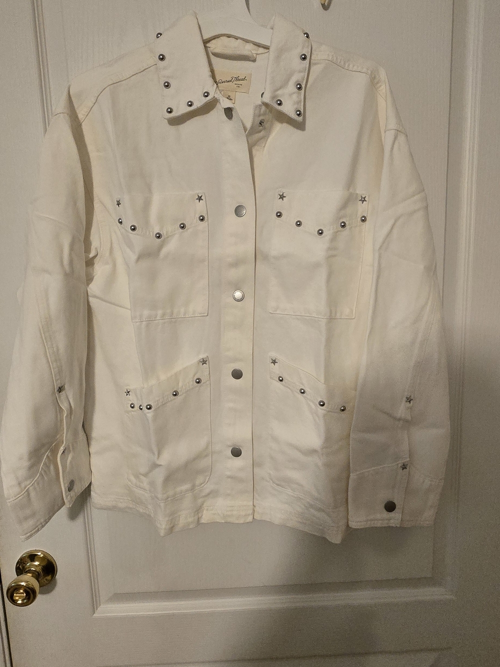 Universal Thread Cream Studded Utility Jean Jacket